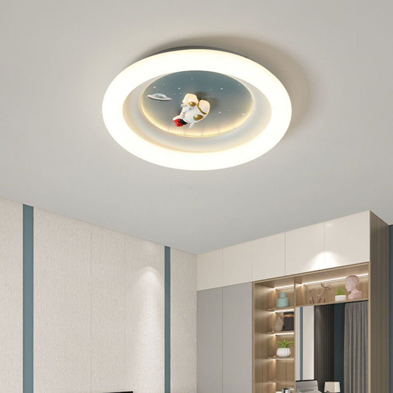 Lumendat Modern Minimalist Kids Round Astronaut Star PE Iron LED Flush Mount Ceiling Light For Living Room Lumendat