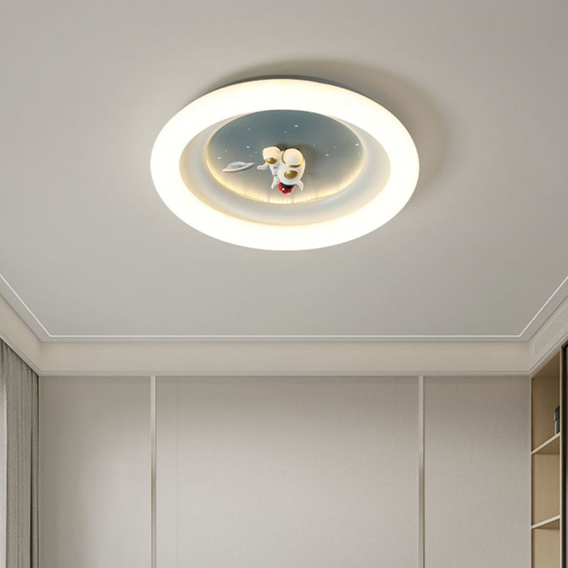 Lumendat Modern Minimalist Kids Round Astronaut Star PE Iron LED Flush Mount Ceiling Light For Living Room Lumendat