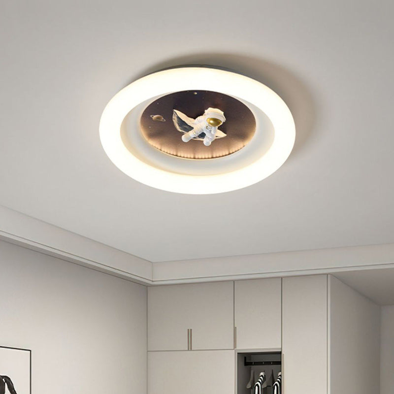 Lumendat Modern Minimalist Kids Round Astronaut Star PE Iron LED Flush Mount Ceiling Light For Living Room Lumendat