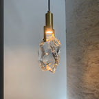 Modern Luxury Cylinder Irregular Oval Crystal Iron Brass 1-light Pendant Light for Living Room BulbSquare