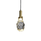 Modern Luxury Cylinder Irregular Oval Crystal Iron Brass 1-light Pendant Light for Living Room BulbSquare