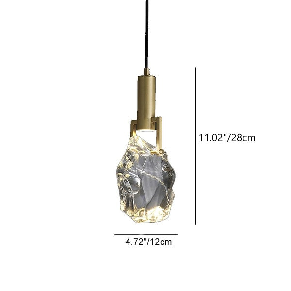 Modern Luxury Cylinder Irregular Oval Crystal Iron Brass 1-light Pendant Light for Living Room