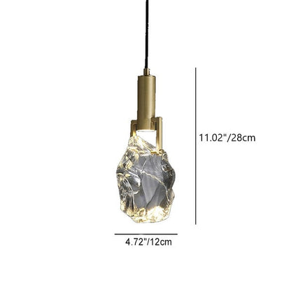 Modern Luxury Cylinder Irregular Oval Crystal Iron Brass 1-light Pendant Light for Living Room