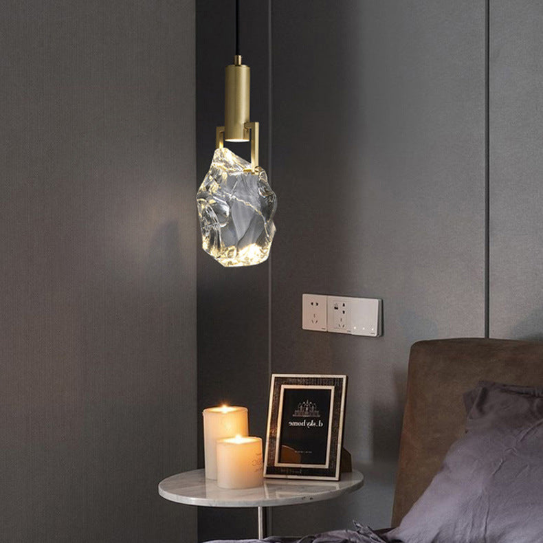 Modern Luxury Cylinder Irregular Oval Crystal Iron Brass 1-light Pendant Light for Living Room