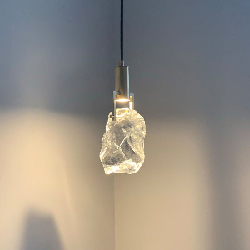 Modern Luxury Cylinder Irregular Oval Crystal Iron Brass 1-light Pendant Light for Living Room