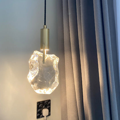 Modern Luxury Cylinder Irregular Oval Crystal Iron Brass 1-light Pendant Light for Living Room