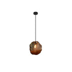 Traditional Vintage Irregular Stone Shape Glass Metal 1-light Pendant Light for Living Room BulbSquare