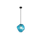 Traditional Vintage Irregular Stone Shape Glass Metal 1-light Pendant Light for Living Room BulbSquare