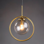 Contemporary Nordic Round Orb Glass Iron 1-Light Pendant Light For Living Room