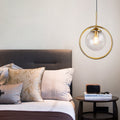 Contemporary Nordic Round Orb Glass Iron 1-Light Pendant Light For Living Room