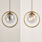 Contemporary Nordic Round Orb Glass Iron 1-Light Pendant Light For Living Room