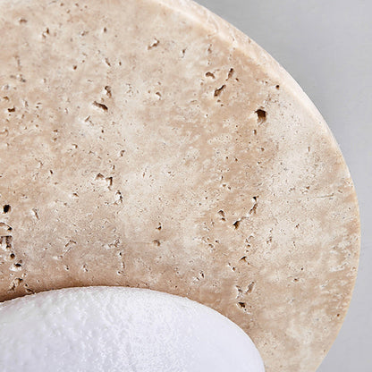 Contemporary Creative Round Moon Yellow Travertine LED Flush Mount Ceiling Light for Living Room
