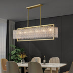 Modern Luxury Round Rectangle Glass Brass 5/6/8/10 Light Chandelier Island Light for Dining Room BulbSquare