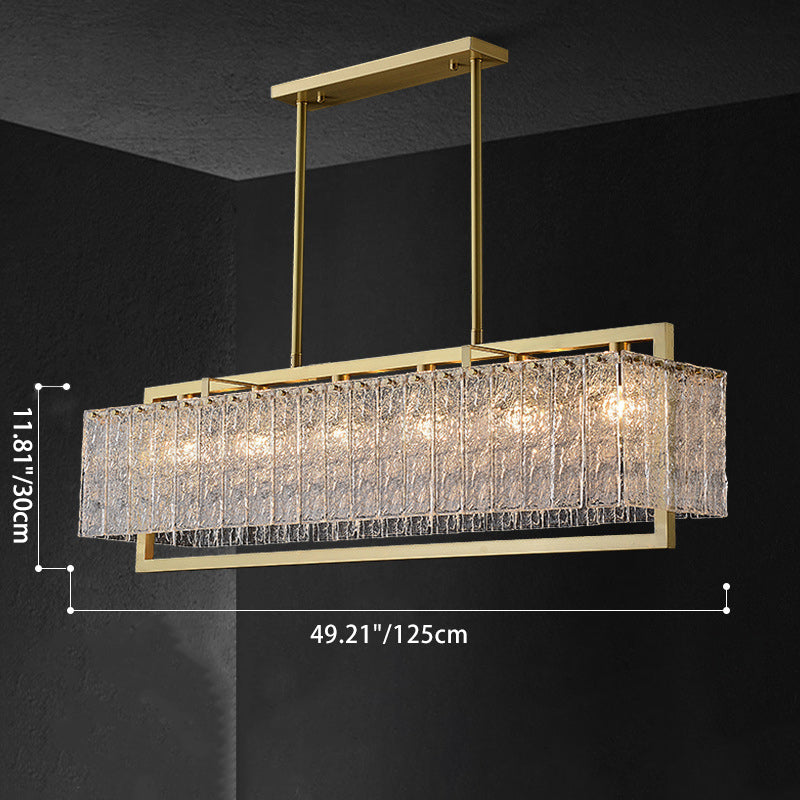 Modern Luxury Round Rectangle Glass Brass 5/6/8/10 Light Chandelier Island Light for Dining Room BulbSquare