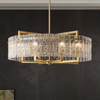 Modern Luxury Round Rectangle Glass Brass 5/6/8/10 Light Chandelier Island Light for Dining Room BulbSquare