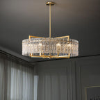 Modern Luxury Round Rectangle Glass Brass 5/6/8/10 Light Chandelier Island Light for Dining Room BulbSquare