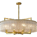 Modern Luxury Round Rectangle Glass Brass 5/6/8/10 Light Chandelier Island Light for Dining Room BulbSquare