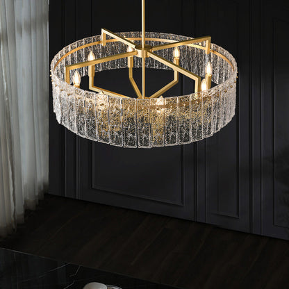 Modern Luxury Round Rectangle Glass Brass 5/6/8/10 Light Chandelier Island Light for Dining Room