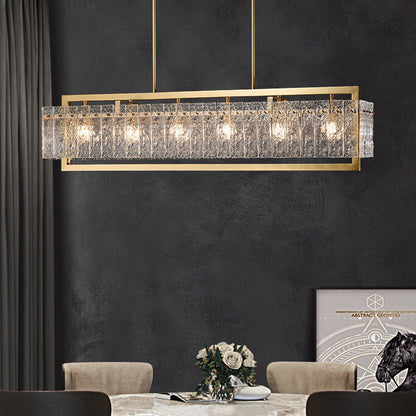 Modern Luxury Round Rectangle Glass Brass 5/6/8/10 Light Chandelier Island Light for Dining Room