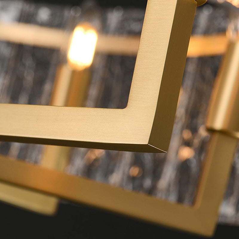 Modern Luxury Round Rectangle Glass Brass 5/6/8/10 Light Chandelier Island Light for Dining Room BulbSquare