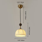 Traditional Chinese Half Round Orb Fabric Solid Wood Iron 1-Light Pendant Light For Living Room
