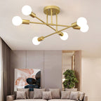 Contemporary Nordic Cross Cylinder Round Iron 6-light Semi-flush Mount Ceiling Light for Living Room