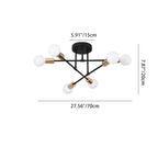 Contemporary Nordic Cross Cylinder Round Iron 6-light Semi-flush Mount Ceiling Light for Living Room
