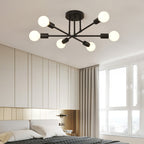 Contemporary Nordic Cross Cylinder Round Iron 6-light Semi-flush Mount Ceiling Light for Living Room