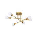 Contemporary Nordic Cross Cylinder Round Iron 6-light Semi-flush Mount Ceiling Light for Living Room