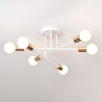 Contemporary Nordic Cross Cylinder Round Iron 6-light Semi-flush Mount Ceiling Light for Living Room