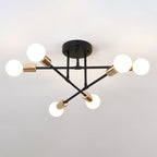 Contemporary Nordic Cross Cylinder Round Iron 6-light Semi-flush Mount Ceiling Light for Living Room