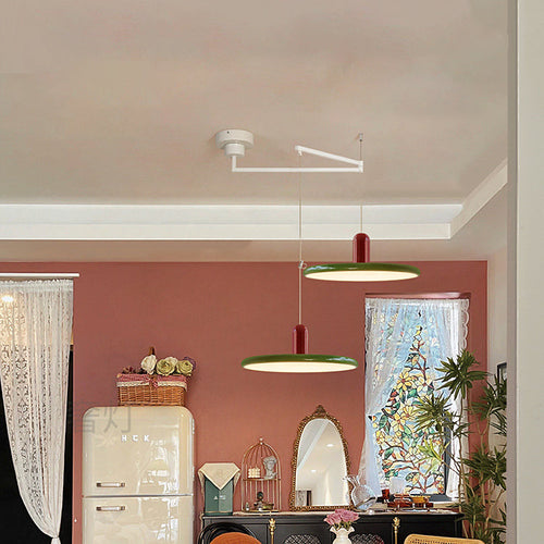 Contemporary Creative Rocker Moveable Round Column Acrylic Iron LED Pendant Light For Living Room