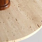 Traditional Japanese Disc Round Cylinder Yellow Travertine Solid Wood 1-Light Pendant Light For Living Room