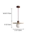 Traditional Japanese Disc Round Cylinder Yellow Travertine Solid Wood 1-Light Pendant Light For Living Room