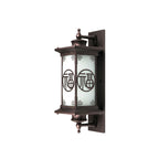 Traditional Chinese Square House Rectangle Glass Aluminum Hardware 1-Light Wall Sconce Lamp For Outdoor Patio