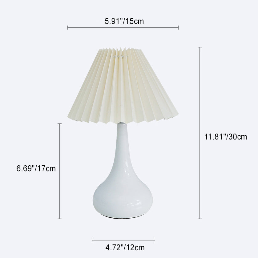 Contemporary Scandinavian Round Cone Fabric Metal 1-Light Table Lamp For Bedroom Lumendat
