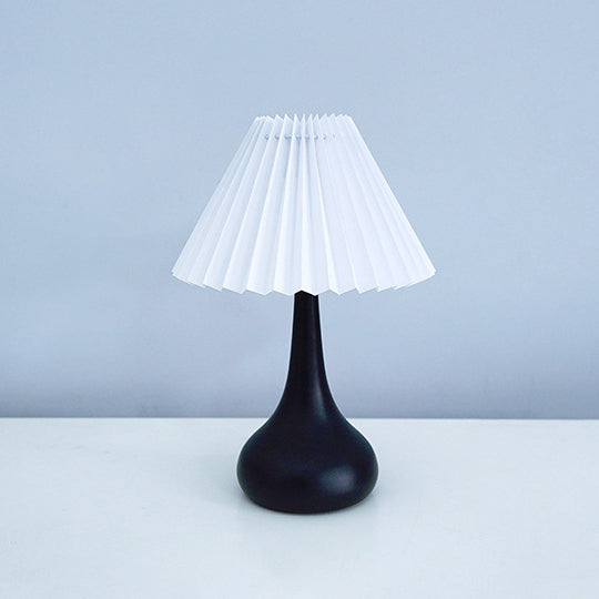 Contemporary Scandinavian Round Cone Fabric Metal 1-Light Table Lamp For Bedroom Lumendat