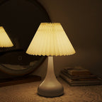 Contemporary Scandinavian Round Cone Fabric Metal 1-Light Table Lamp For Bedroom Lumendat