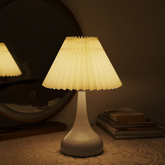 Contemporary Scandinavian Round Cone Fabric Metal 1-Light Table Lamp For Bedroom Lumendat