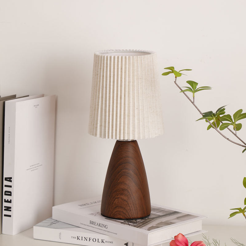 Modern Minimalist Cylinder Conical Fabric Ceramic 1-Light Table Lamp For Bedroom Lumendat