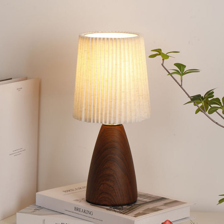 Modern Minimalist Cylinder Conical Fabric Ceramic 1-Light Table Lamp For Bedroom Lumendat