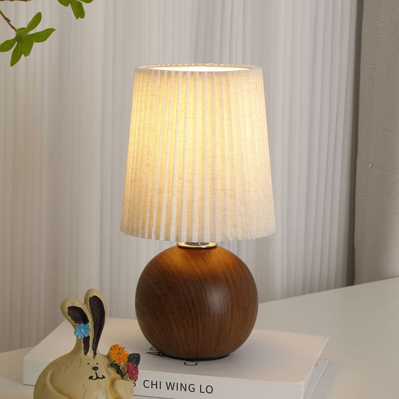 Modern Minimalist Cylinder Conical Fabric Ceramic 1-Light Table Lamp For Bedroom Lumendat