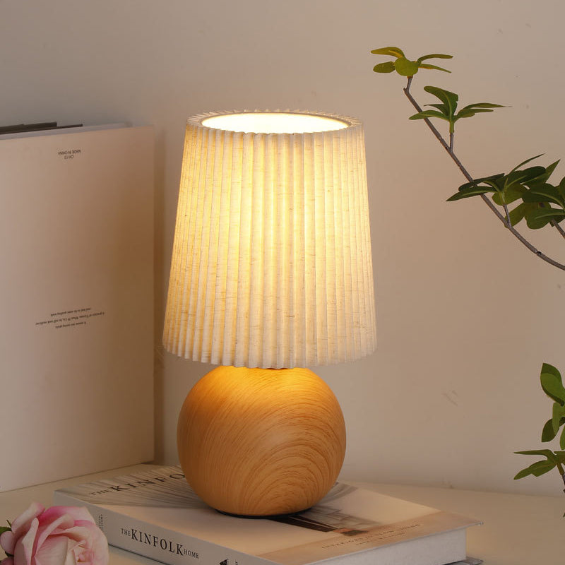 Modern Minimalist Cylinder Conical Fabric Ceramic 1-Light Table Lamp For Bedroom Lumendat