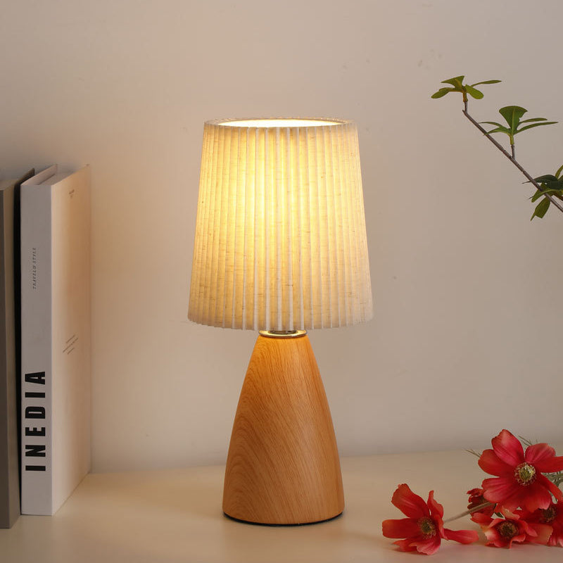 Modern Minimalist Cylinder Conical Fabric Ceramic 1-Light Table Lamp For Bedroom Lumendat