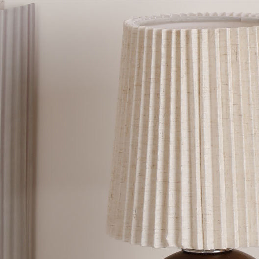 Modern Minimalist Cylinder Conical Fabric Ceramic 1-Light Table Lamp For Bedroom Lumendat