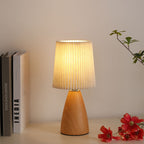 Modern Minimalist Cylinder Conical Fabric Ceramic 1-Light Table Lamp For Bedroom Lumendat