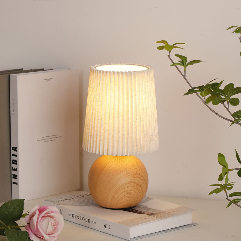 Modern Minimalist Cylinder Conical Fabric Ceramic 1-Light Table Lamp For Bedroom Lumendat
