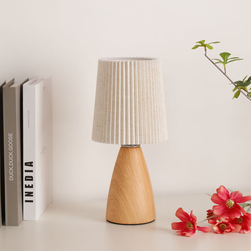 Modern Minimalist Cylinder Conical Fabric Ceramic 1-Light Table Lamp For Bedroom Lumendat