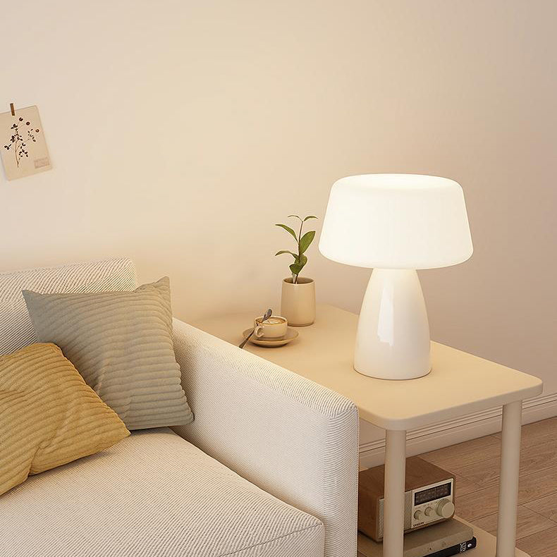 Modern Minimalist Round Cylinder Mushroom Round Ball PE Ceramic LED Table Lamp For Bedroom Lumendat
