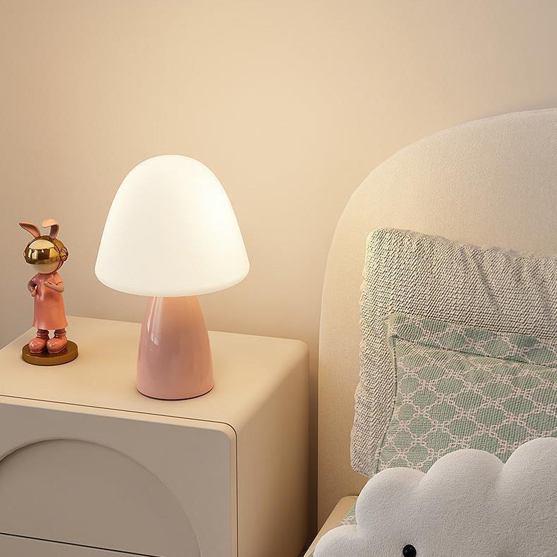 Modern Minimalist Round Cylinder Mushroom Round Ball PE Ceramic LED Table Lamp For Bedroom Lumendat